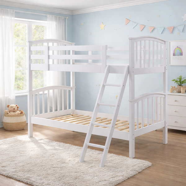 White Wooden Bunk Bed