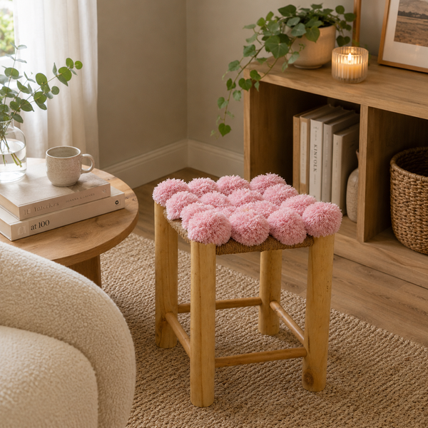 Eva Pink Pom Pom Stool