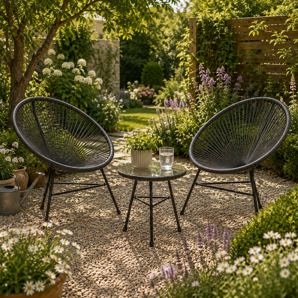 Remel Grey 3 Piece Rattan Outdoor Garden Patio Set