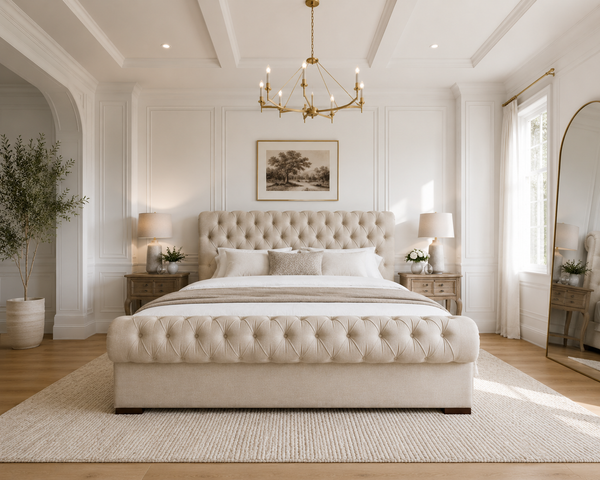 Jamal Sleigh Chesterfield Bed Upholstered Luxury Bed Frame