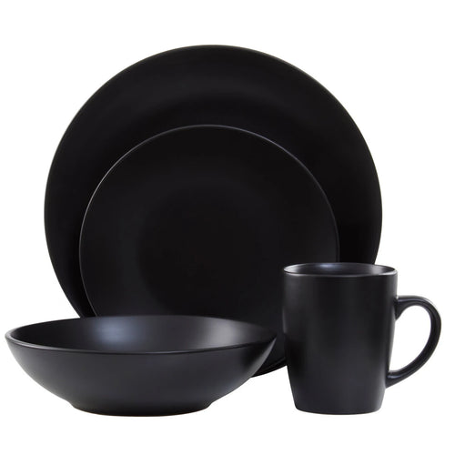Emily 16 Piece Black Stoneware Dinner Set