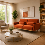 2 Seater Eva Burnt Orange Velvet Sofa Bed