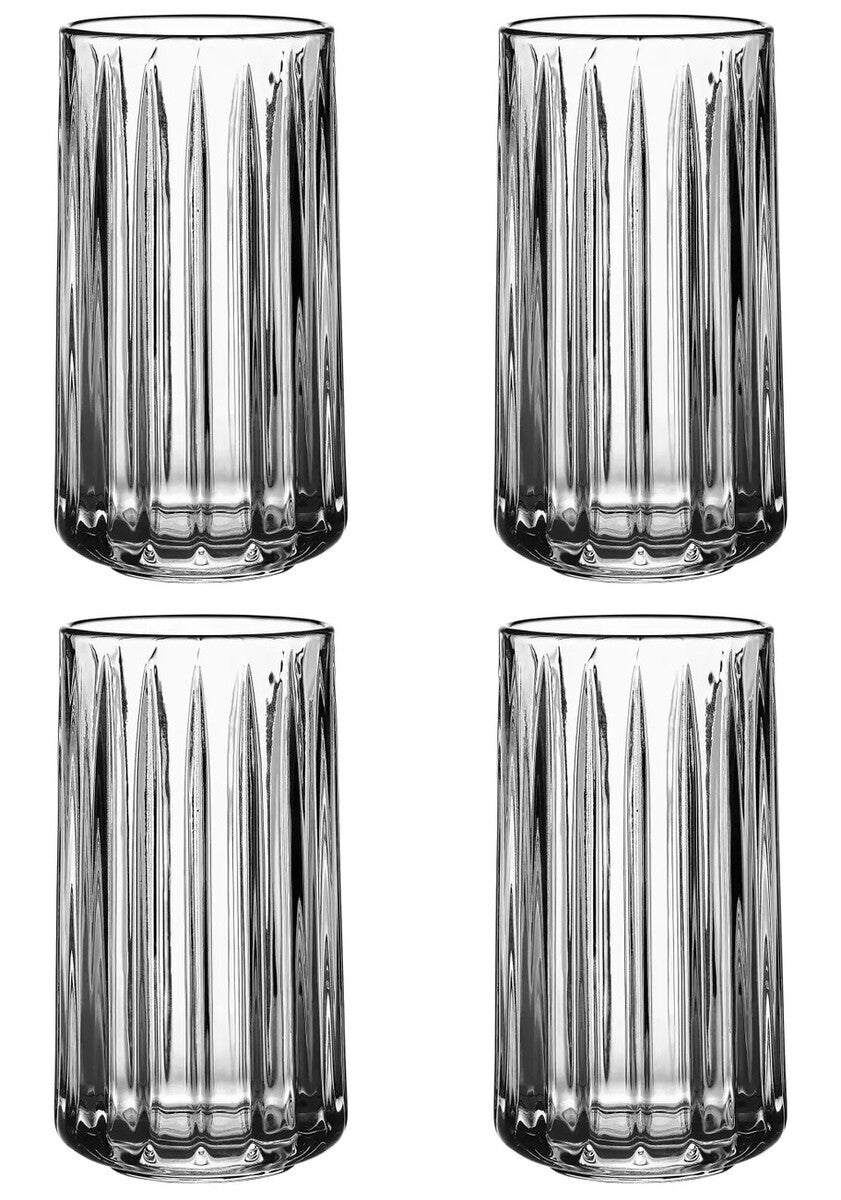 Chicago Set of 4 Ribbed Hi Ball Glasses 350ml