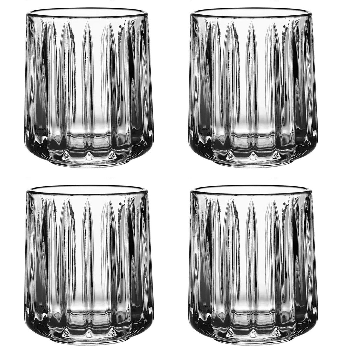 Chicago Set of Four Ribbed Glass Tumblers 300ml