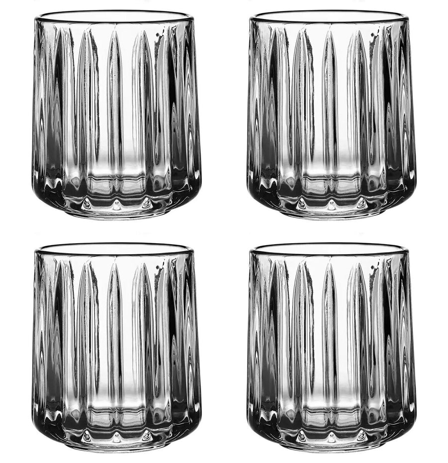 Chicago Set of Four Ribbed Glass Tumblers 300ml