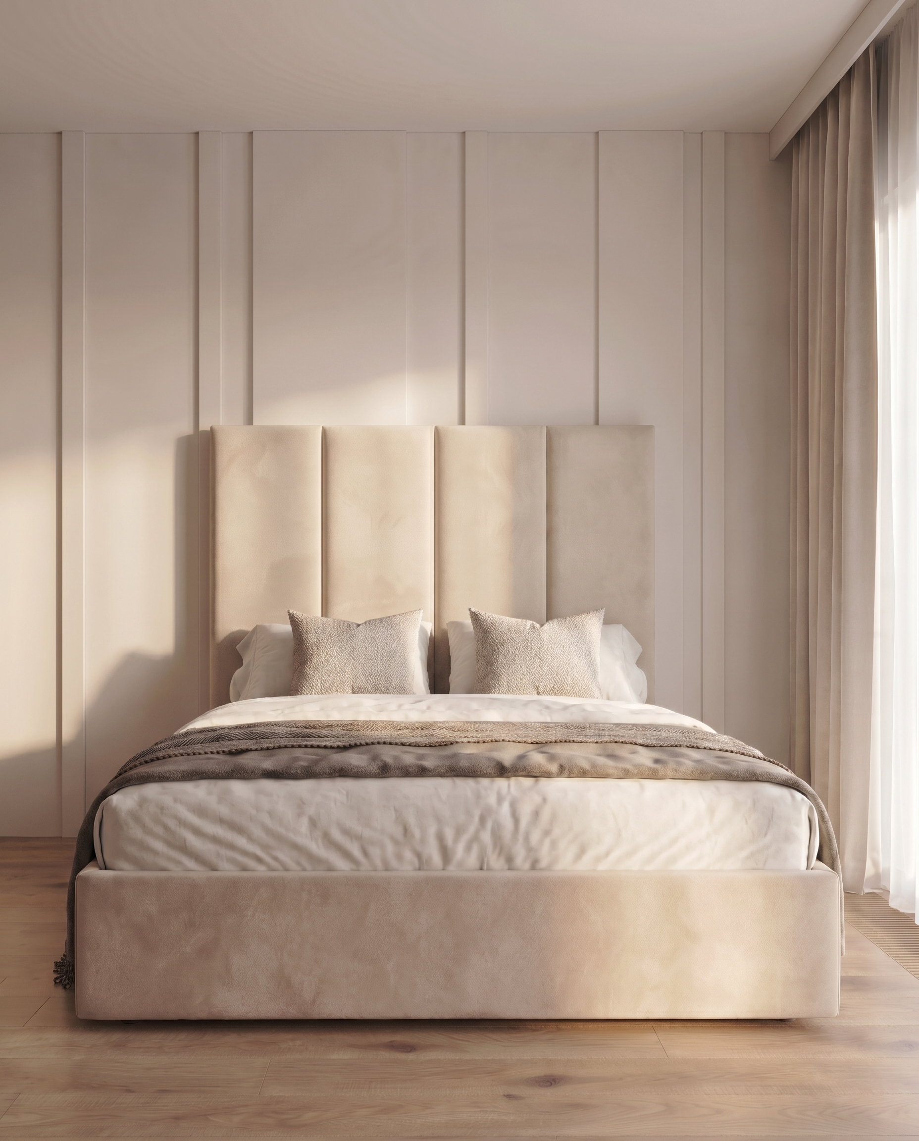Andrew 4 Panel Wall Upholstered Bed - Andrew