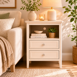 Classic John Two Drawer Taupe Wood Side Table