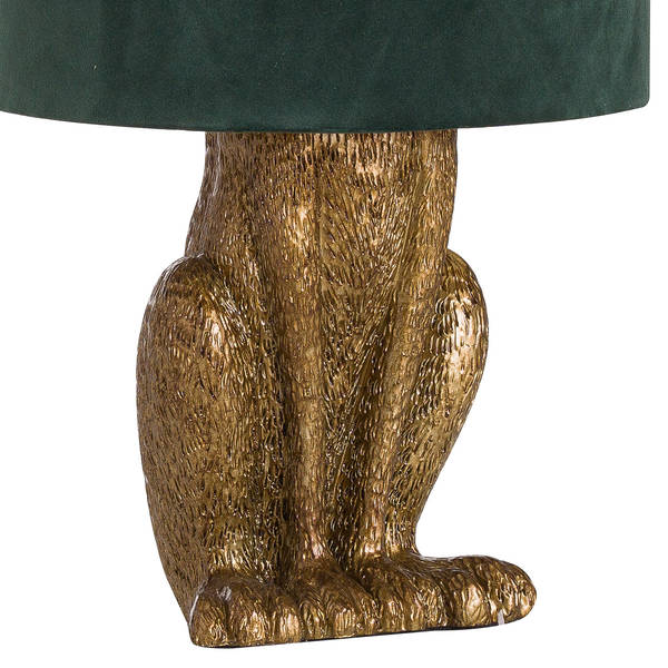 Salome Antique Gold Hare Table Lamp Velvet Shade