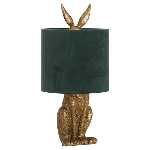 Salome Antique Gold Hare Table Lamp Velvet Shade