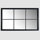 Jaasiel Black Wood Window Wall Mirror Large Rustic Mirror