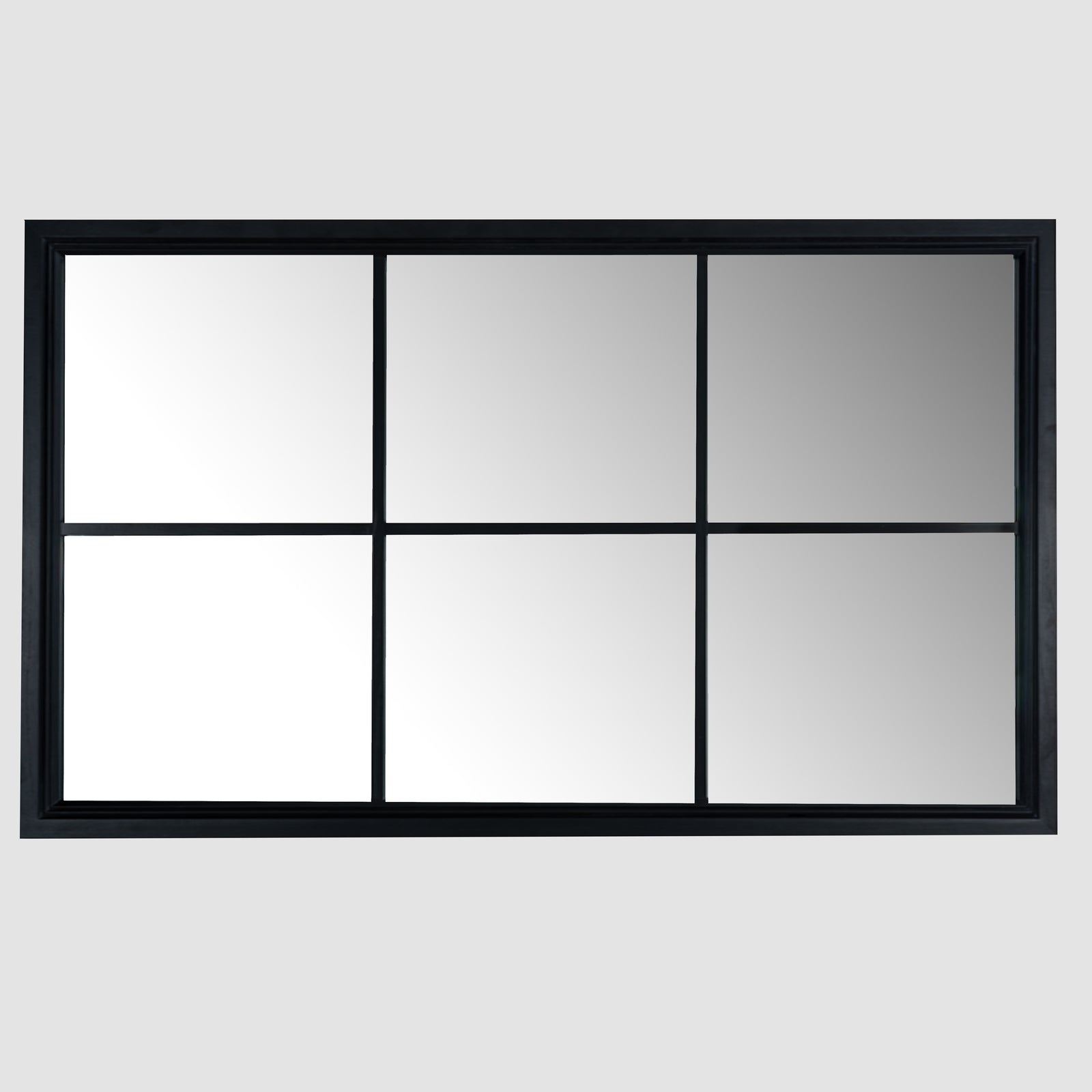 Jaasiel Black Wood Window Wall Mirror Large Rustic Mirror