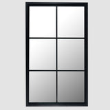 Jaasiel Black Wood Window Wall Mirror Large Rustic Mirror