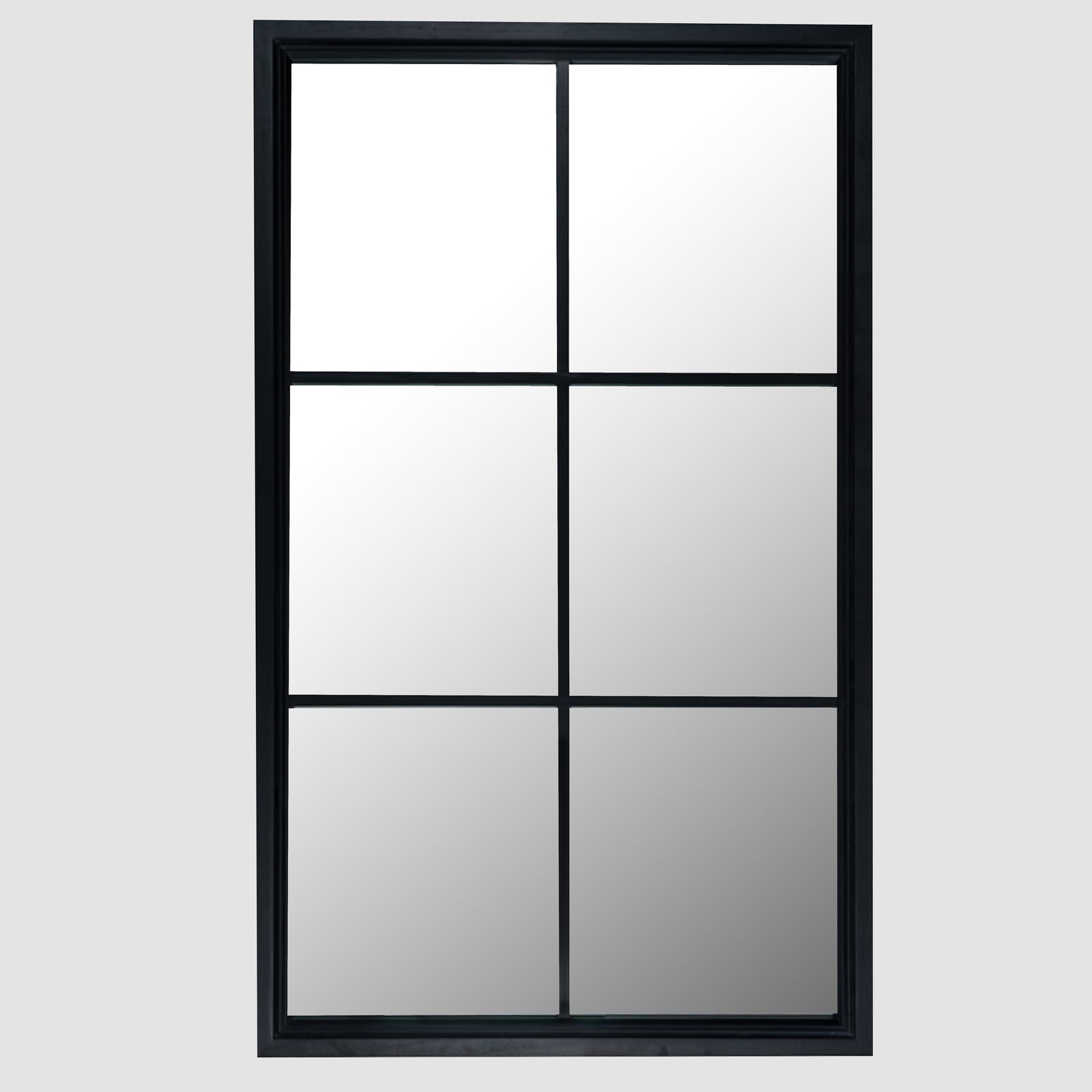 Jaasiel Black Wood Window Wall Mirror Large Rustic Mirror