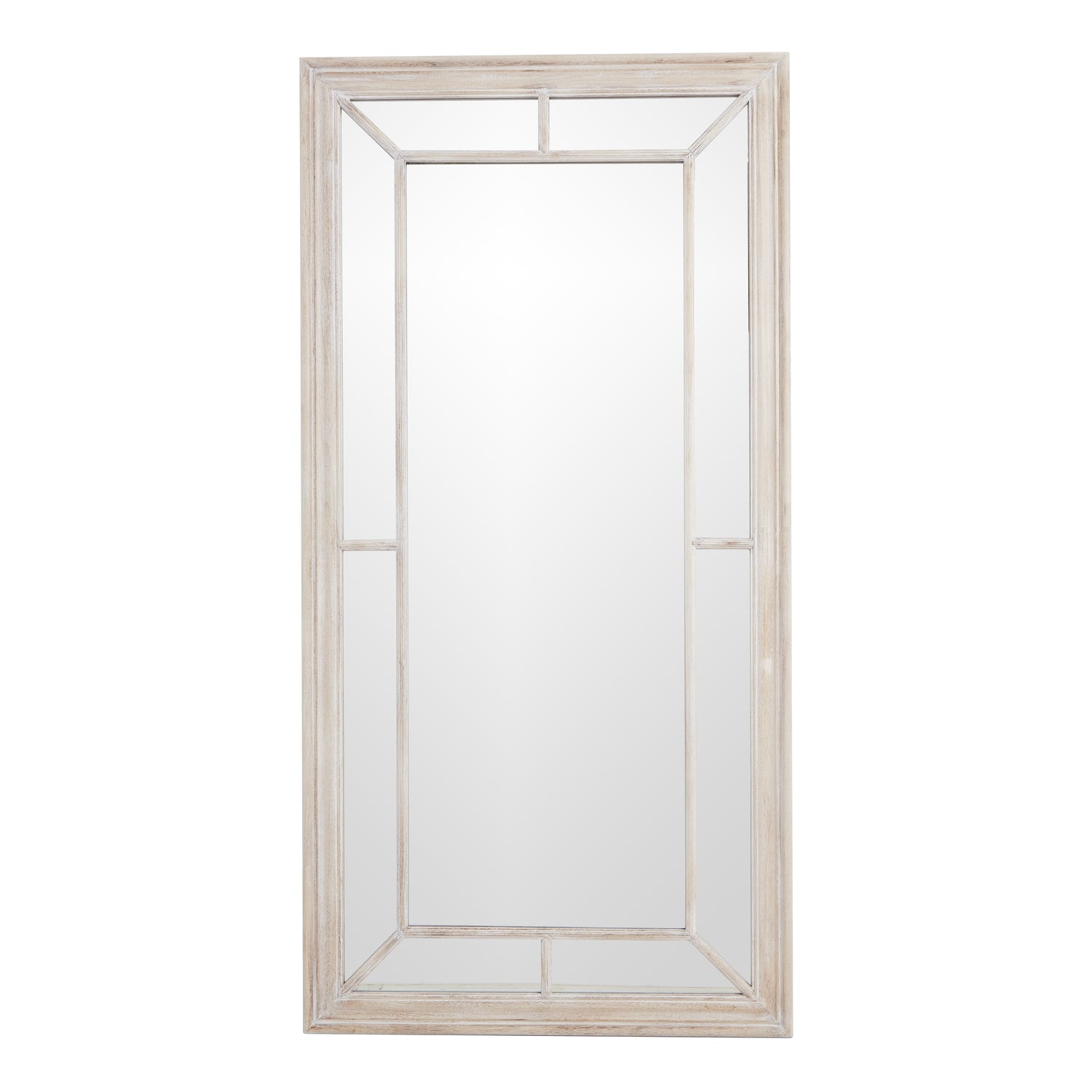 Nehemiah Washed Wood Window Wall Mirror Large Rustic Mirror
