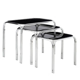 Cassie Set Of Three Black Glass Nest Of Tables