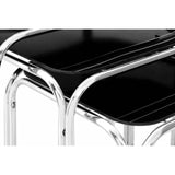 Cassie Set Of Three Black Glass Nest Of Tables