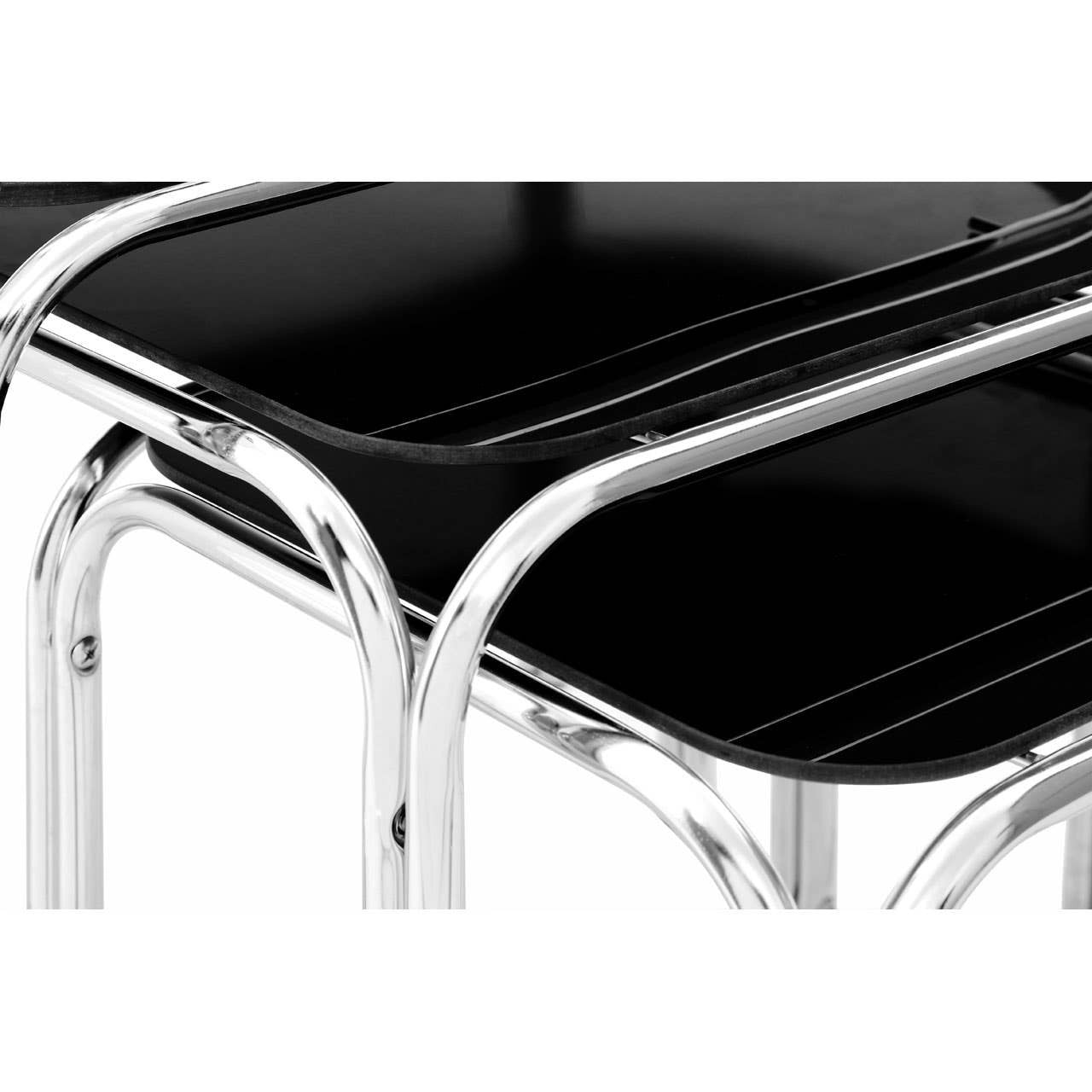 Cassie Set Of Three Black Glass Nest Of Tables