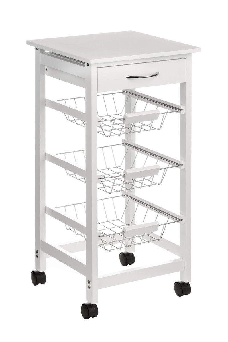Rhianna White Veneer Kitchen Trolley