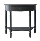 Mia Black Pine Wood Half Moon Console Table with Drawer