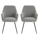 Salome Set of 2 Light Grey Textured Fabric Dining Chairs with Arms