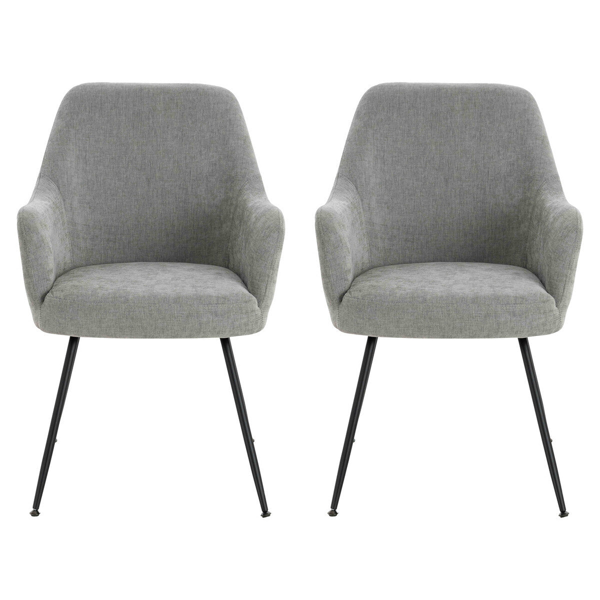 Salome Set of 2 Light Grey Textured Fabric Dining Chairs with Arms