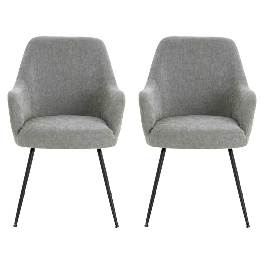 Salome Set of 2 Light Grey Textured Fabric Dining Chairs with Arms