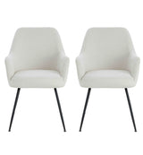 Salome Set of 2 Light Beige Textured Fabric Dining Chairs with Arms