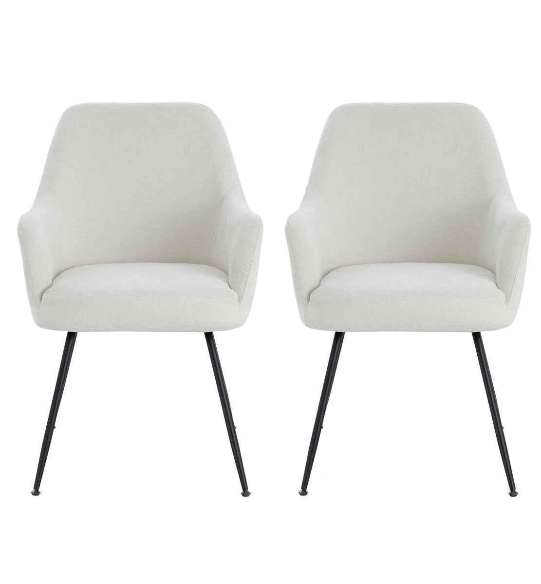 Salome Set of 2 Light Beige Textured Fabric Dining Chairs with Arms