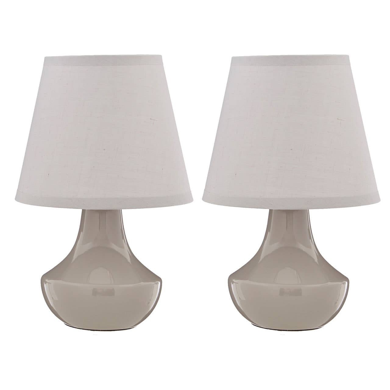 Modern Mia Set of Two Grey Ceramic Table Lamps