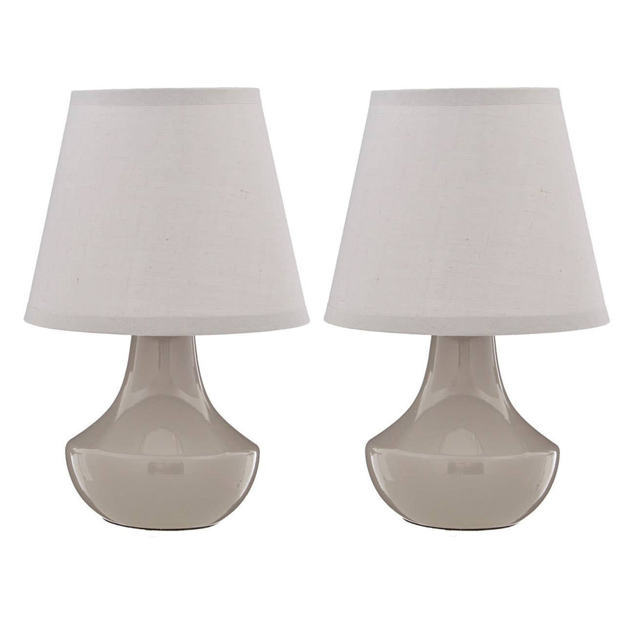 Modern Mia Set of Two Grey Ceramic Table Lamps