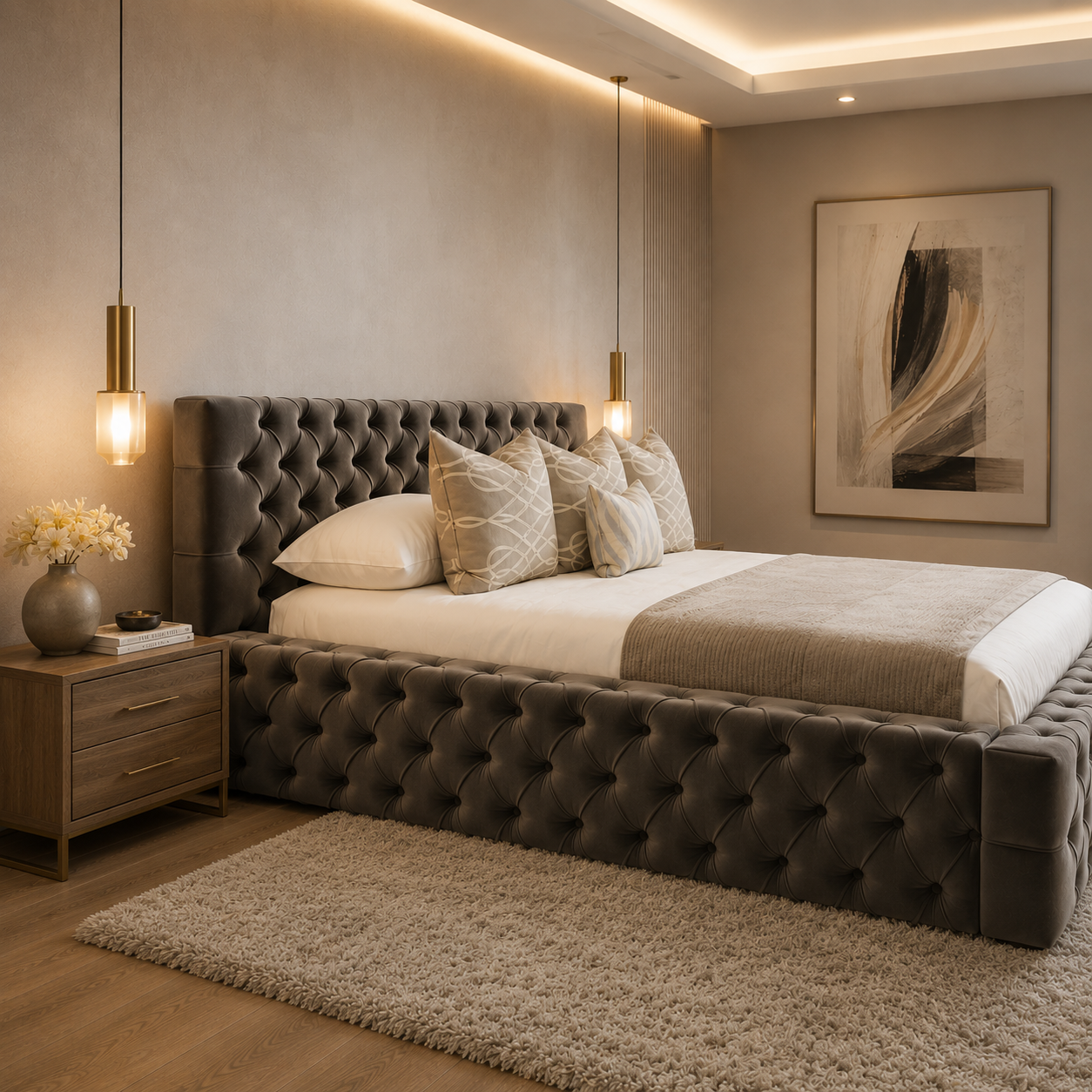 Solomon Upholstered Bed - Solomon
