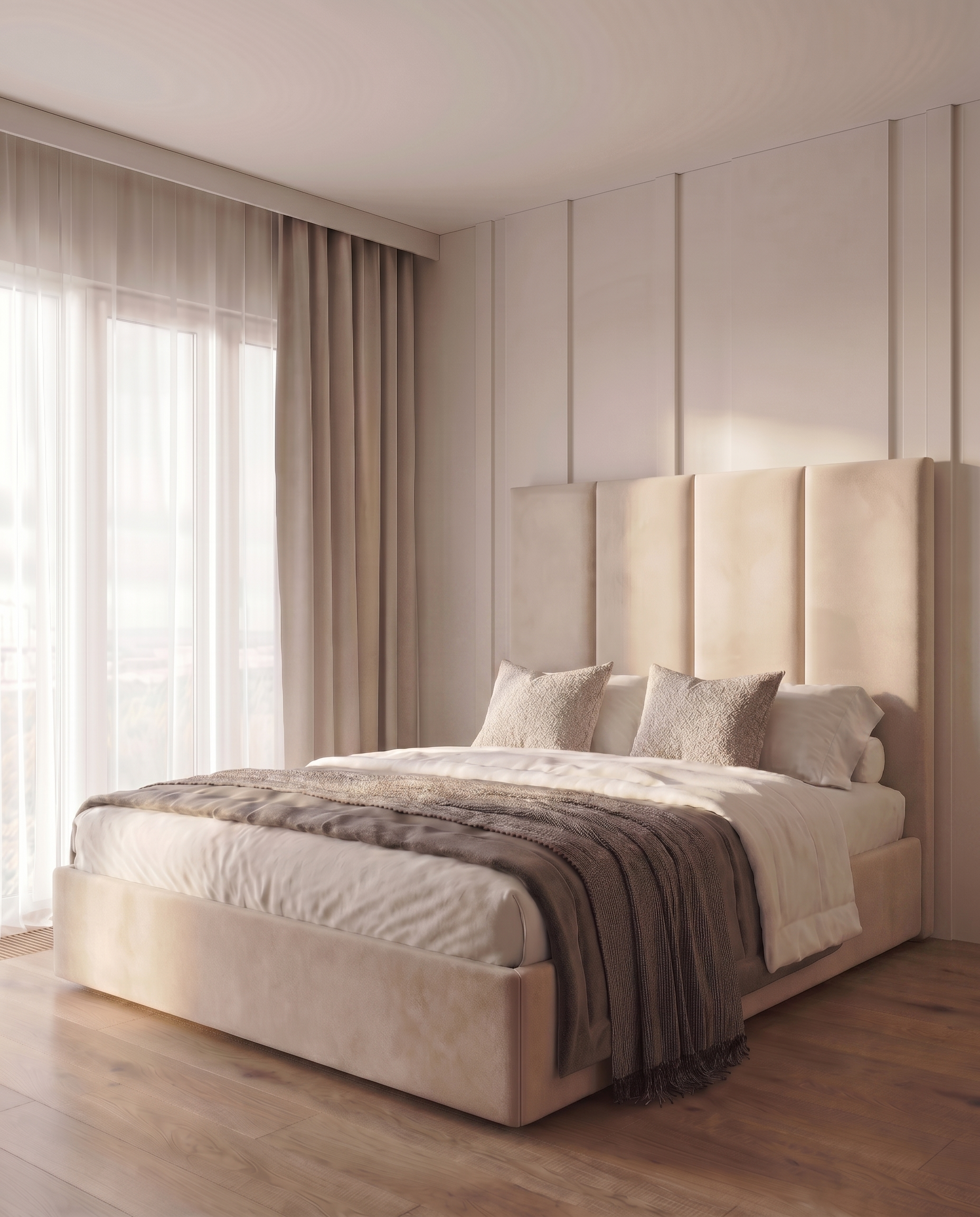 Andrew 4 Panel Wall Upholstered Bed - Andrew