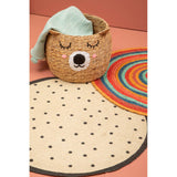 Mia Kids Cream Polka Dot Round Rug