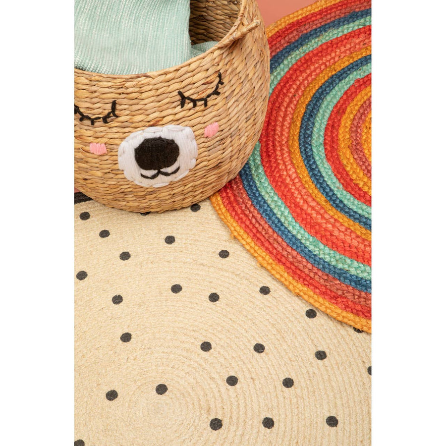 Mia Kids Cream Polka Dot Round Rug