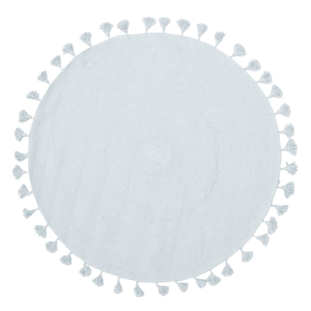 Mia Kids Blue Round Rug with Tassels