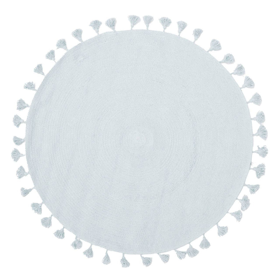 Mia Kids Blue Round Rug with Tassels