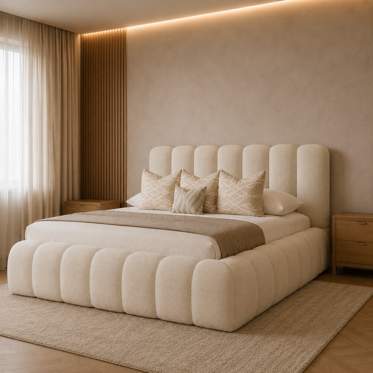 Simeon Boucle Upholstered Bed - Simeon