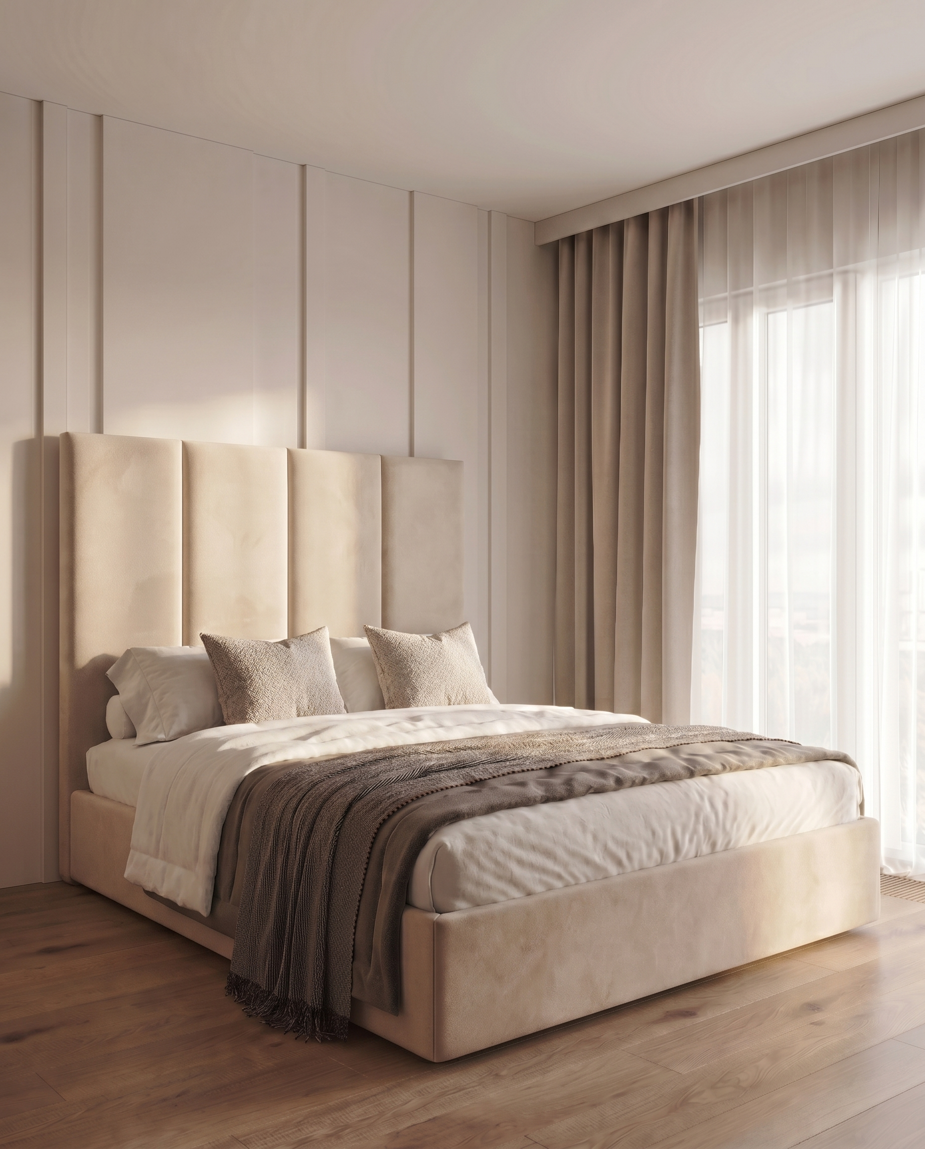 Andrew 4 Panel Wall Upholstered Bed - Andrew