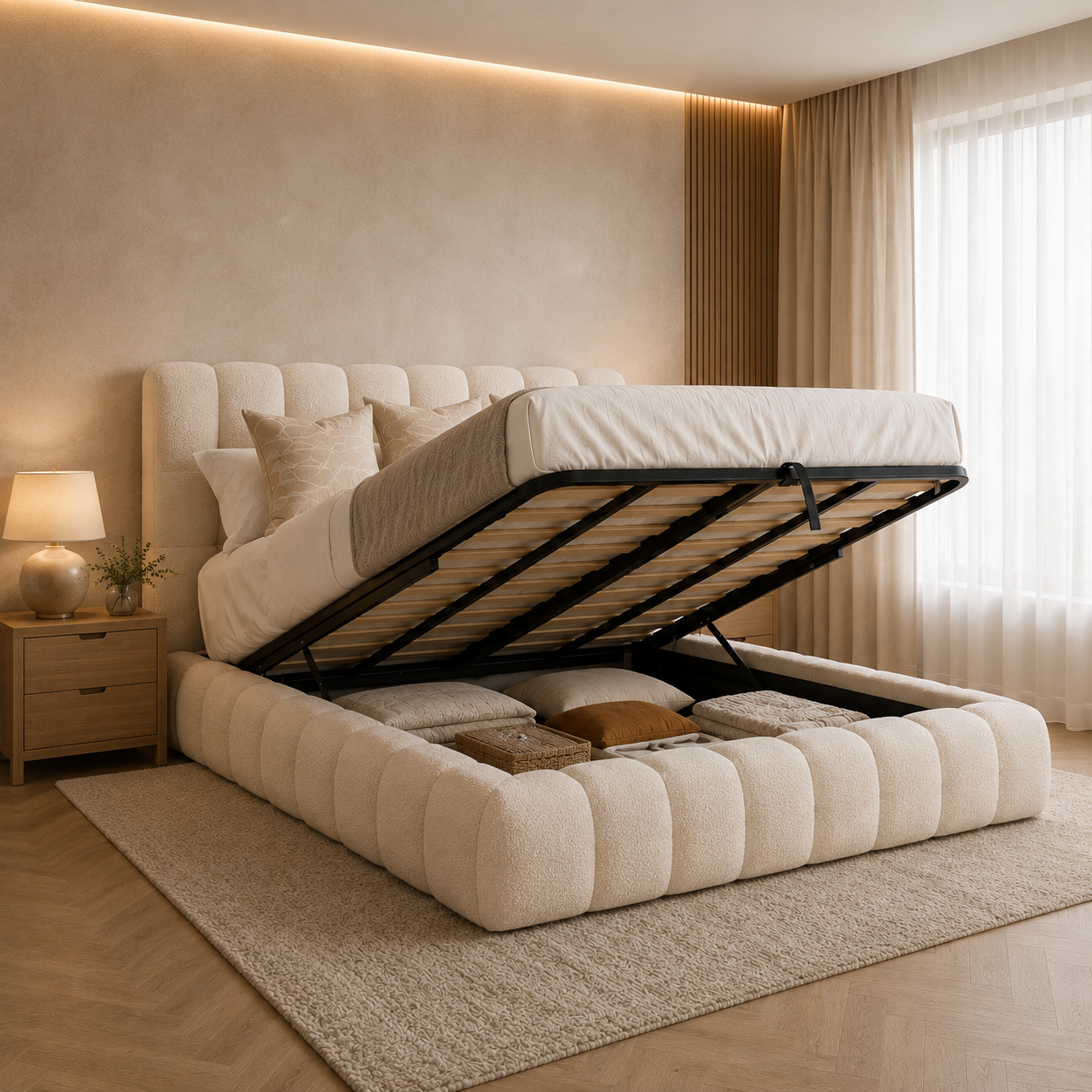 Simeon Boucle Upholstered Bed - Simeon