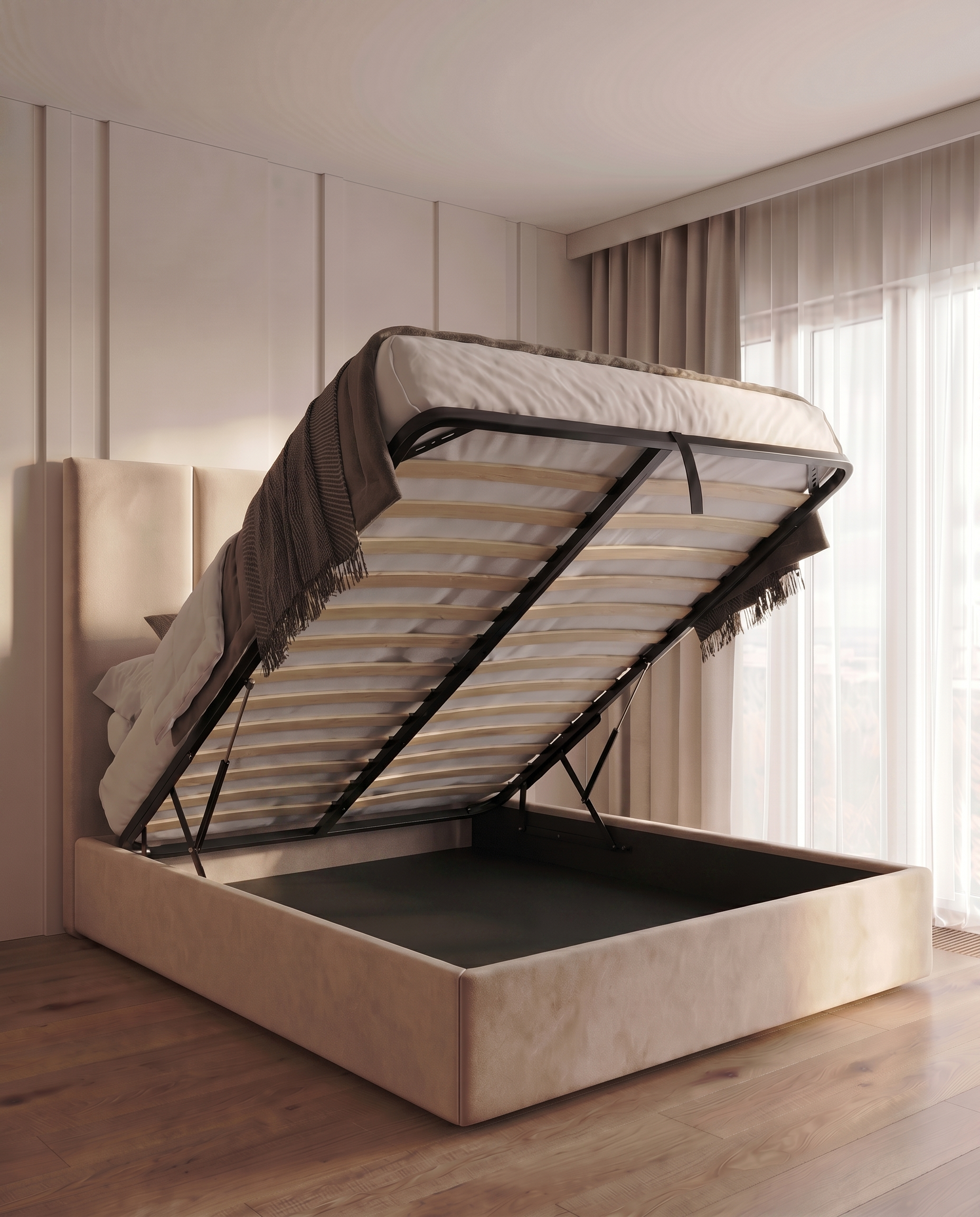 Andrew 4 Panel Wall Upholstered Bed - Andrew