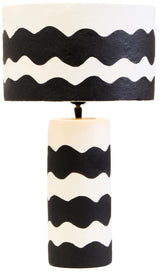 Eva Black and White Curved Stripe Papier Mache Table Lamp