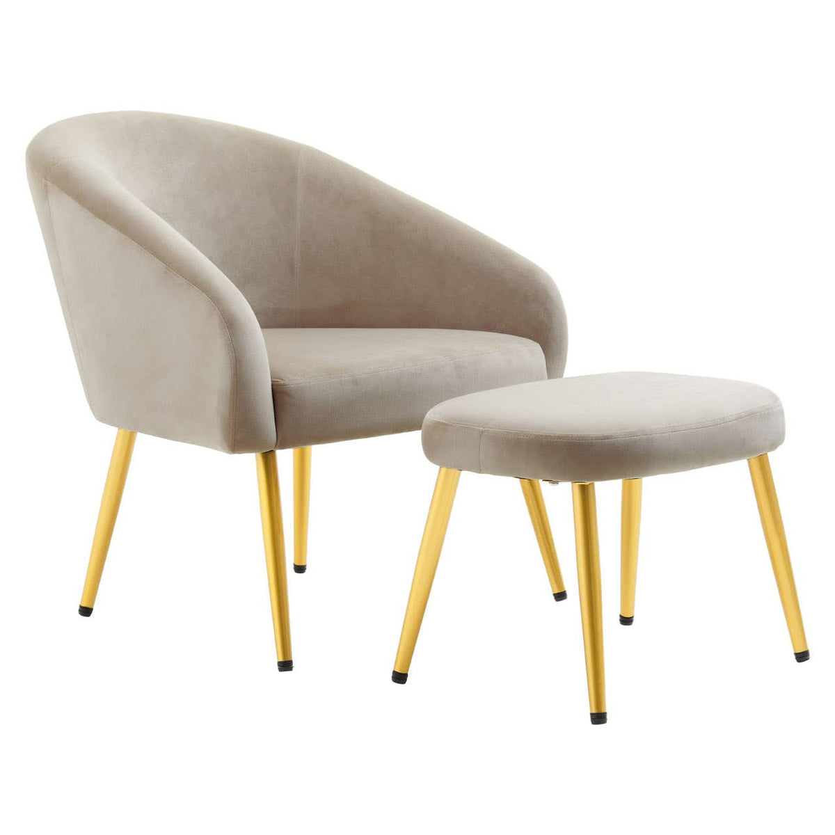 Eva Mink Velvet Chair And Footstool