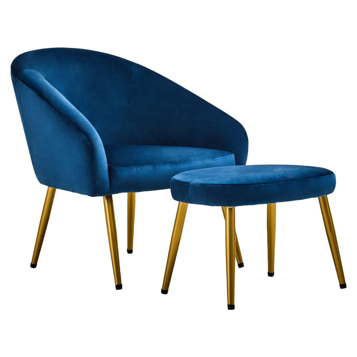 Eva Midnight Blue Chair And Footstool