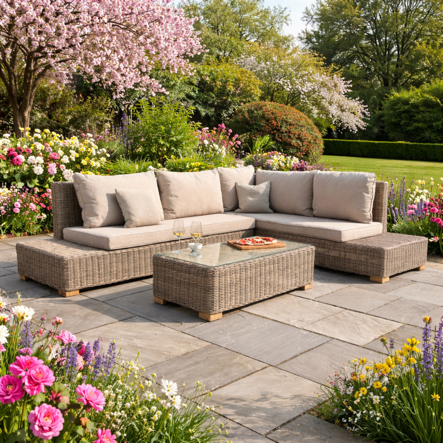 Solara Collection Outdoor Large Corner And Coffee Table Set