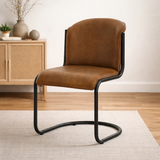 Ellis Leather Curved Dining Chair
