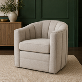 Ezra Swivel Chair Oatmeal Twill Upholstered Armchair