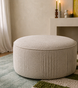 Eva Swivel Ottoman Oatmeal Twill Upholstered Footstool
