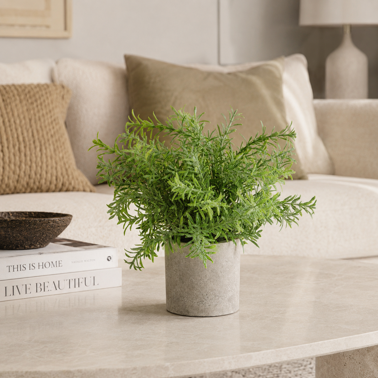 Artificial Faux Rosemary Herb Plant Stone Pot | Kitchen UK