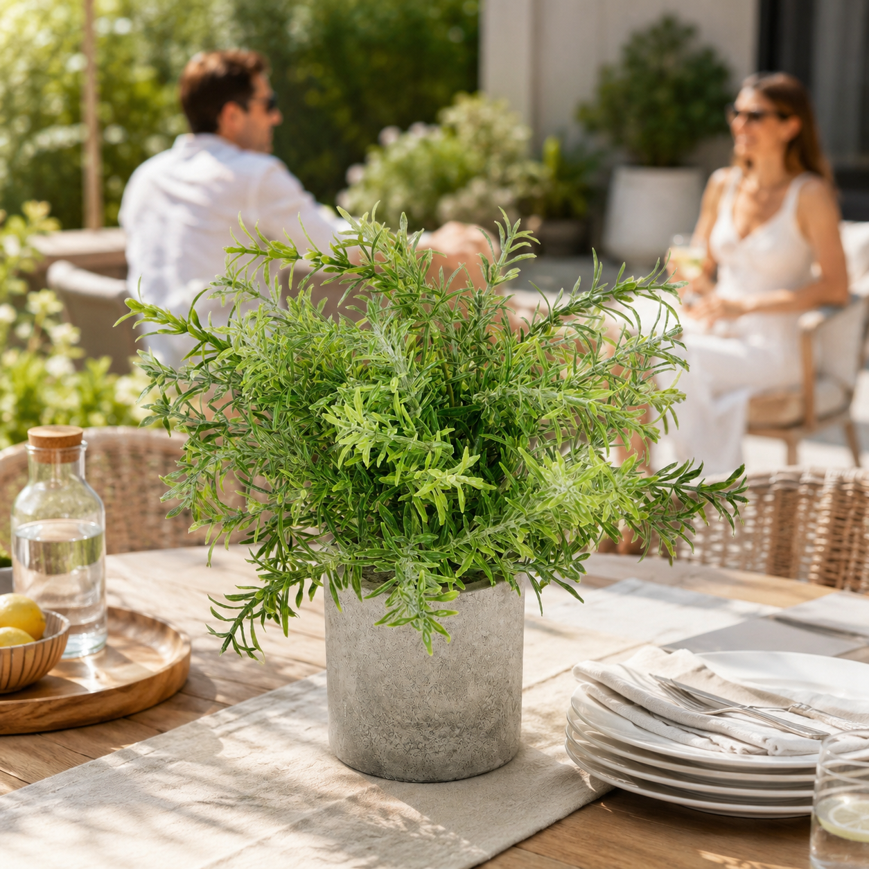 Artificial Faux Rosemary Herb Plant Stone Pot | Kitchen UK