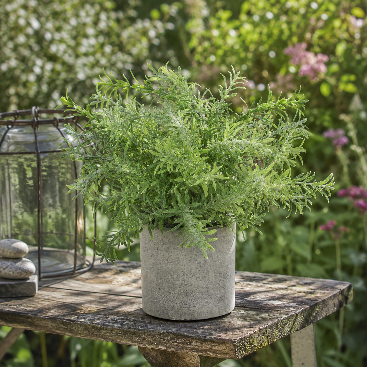 Artificial Faux Rosemary Herb Plant Stone Pot | Kitchen UK